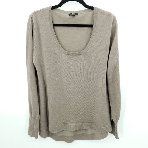 Emu Australia 100% Merino Wool Lightweight Scoop Neck Sweater Top L Tan - Picture 1 of 15